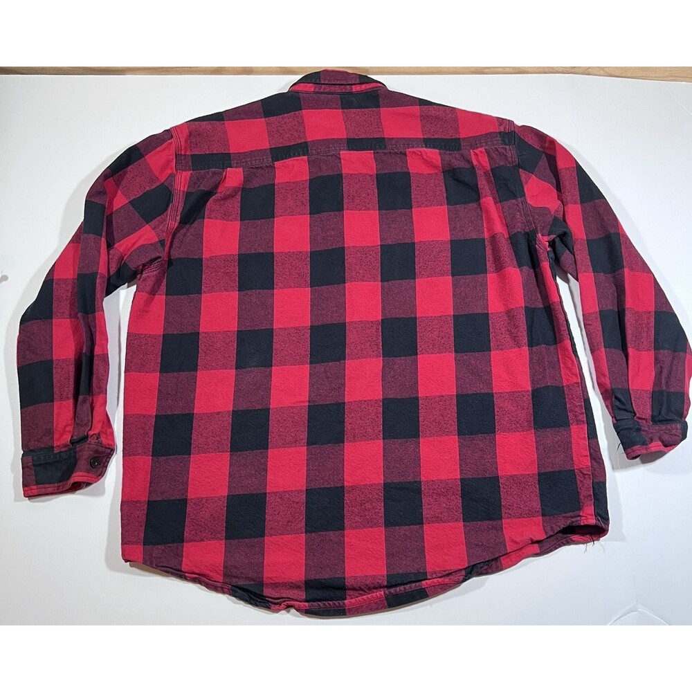 Big Bill Buffalo Plaid Flannel Shirt Red Black Long Sleeve Heavy Cotton Men's XL - Picture 7 of 8